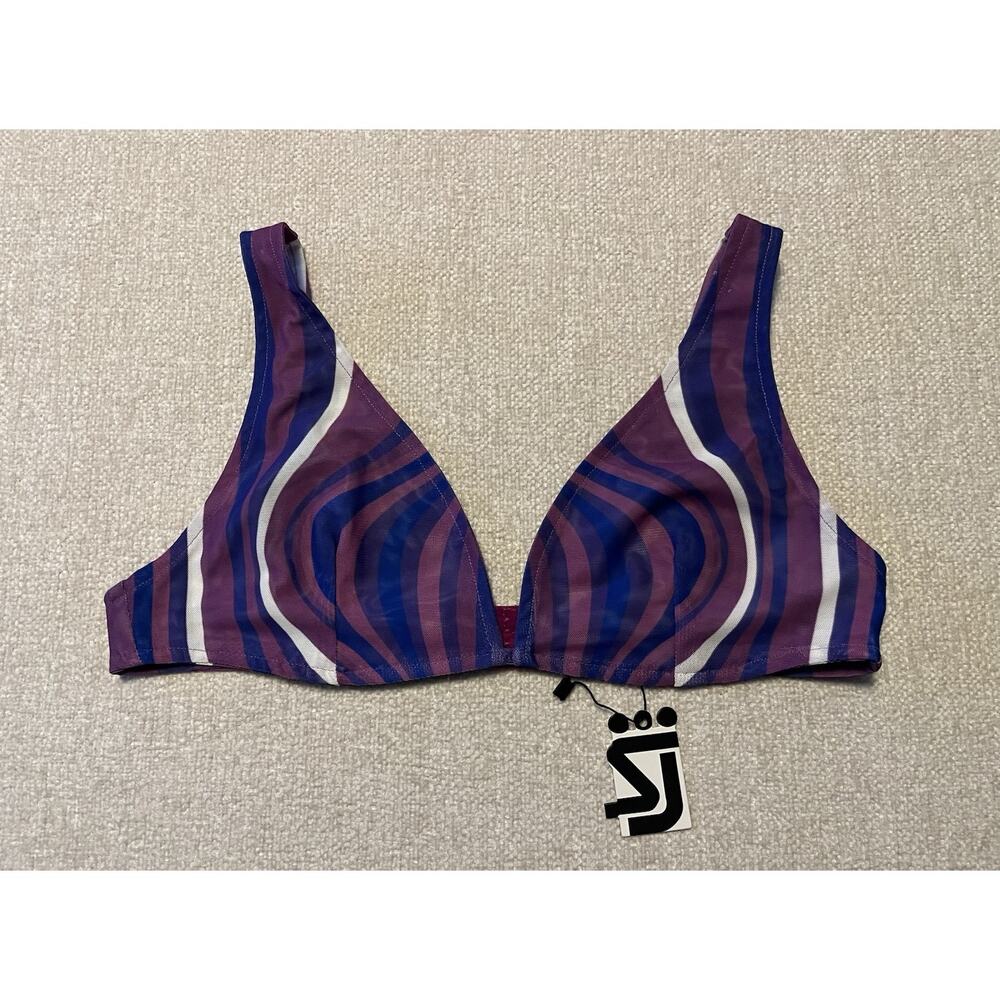 New SHANE JUSTIN Mesh Bralette Bra Size Large Purple Festival